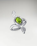 Load image into Gallery viewer, viper ring in gold with peridot and diamond gemstone
