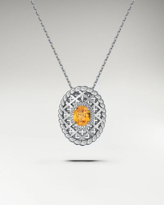 Collier de selle western en argent sterling avec citrine