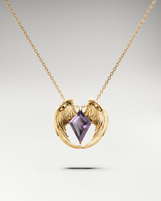 Wings Of Knight Pendant In Gold And Darth Vader Spinel