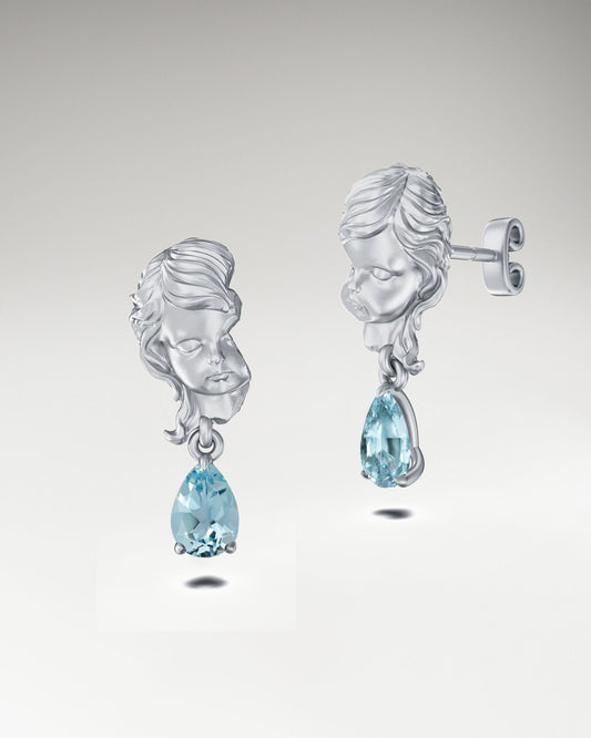 Cupid Dangle Earrings In Sterling Silver With Topaz